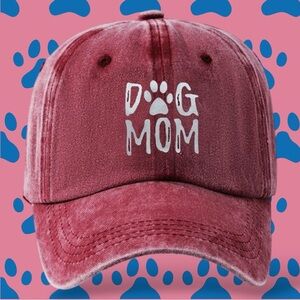 🆕 Stylish - Burgundy - 'Dog Mom' - Baseball Cap - Burgundy - Adjustable - NIB